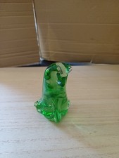 Green Glass Penguin Paperweight Decoration Ornament Decorative Collectable Desk 