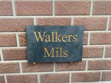 Personalised Gold Painted 30x20cm Hand-Engraved Slate Weather Proof House Sign