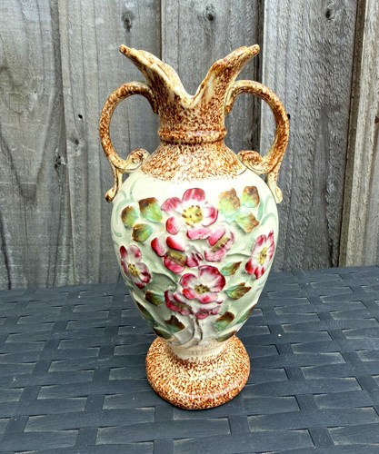 Ceramic floral two handle - floral, two-handle