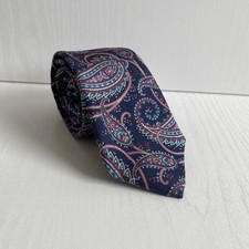 JOHN FRANCOMB Silk Hand Made Classics Navy Decorative Paisley Pattern