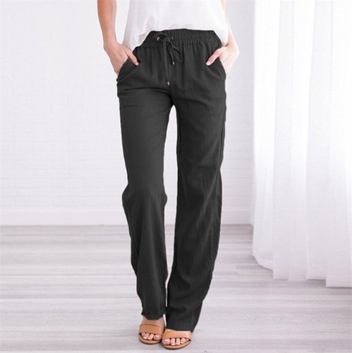 Women cotton linen trousers - cotton,