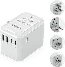 New TESSAN Universal Adapter Multi Fast Charge Worldwide Travel Plug Adaptor