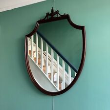A Large Antique Mahogany Shield Mirror
