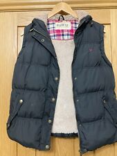LADIES SIZE 8/10 NAVY BLUE FAUX FUR LINED HOODED GILET/WAISTCOAT, DENIM CO.