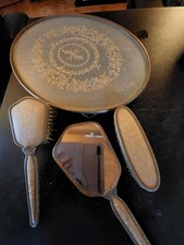 Antique Regent of London Brass & Glass, lace Floral Dressing Table Vanity