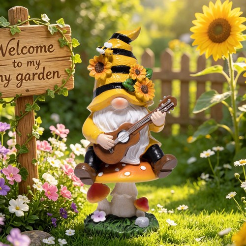 Spring bee gnome garden - gnome, statue