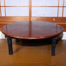 Japanese Wooden Foldable Chabudai Round Low Dining Table Vintage WO383