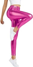 Wet Look Metallic Leggings Womens Girls Foil Shiny Leggings Kids and Adult Sizes