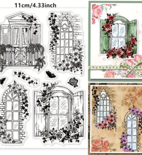 Clear stamps window flowers - stamps,