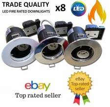 Recessed Fire Rated LED GU10 Down lights Ceiling Spot light CHROME - WHITE