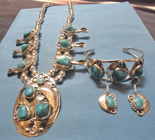Large turquoise pendant silver - turquoise,