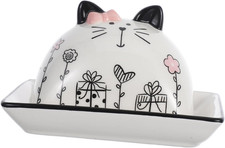 Ceramic Cat Butter Dish with