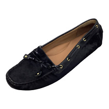 Clarks Black Dunbar Cruiser Ponyhair Leather Flat Shoes Loafers Size UK 7D Used