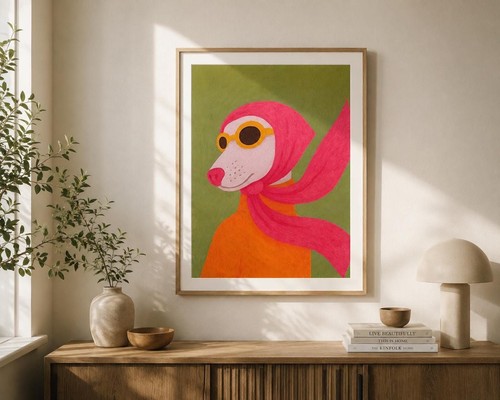 Retro dog print - retro,