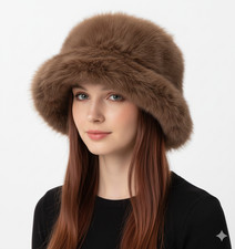 Women Bright Colour Thick Fauxe Fur Hat Ladies Warm Bucket Hats
