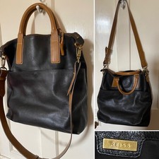REISS Large Black Leather Tote