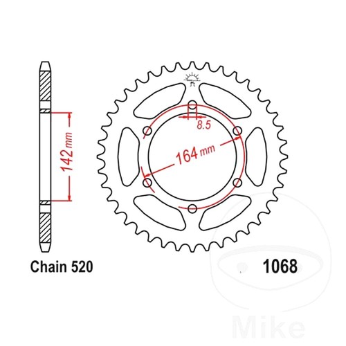 Rear sprocket tooth - 46,