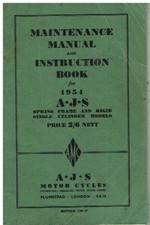 AJS 16M 16MS 16MC 16MCS 18 18S 18C 18CS 1954 INSTRUCTION & MAINTENANCE HANDBOOK