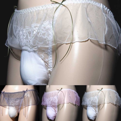 Men sexy sheer lace briefs - sheer,