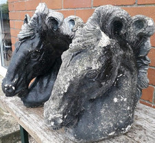 2xVintage Horse Head Concrete