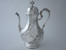 Antique Victorian Sterling Silver Coffee Pot - 1900 by John Round & Son Ltd.