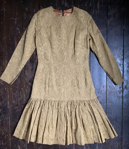 Vtg 50s gold jacquard - gold, fitted