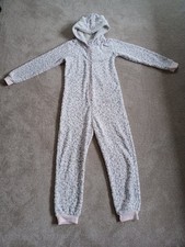 Girls Pink/Grey Hooded All In One Loungewear Age 12-13 Years 1Onesie Peacocks