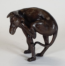 Robert Crutchley Greyhound Scratching Ear solid bronze sculpture. Open edition.