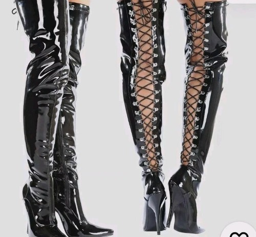 Pleaser black patent pvc - black,