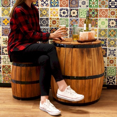 Barrel table stool set - barrel,