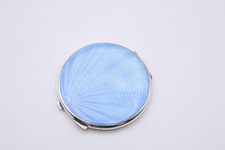 Vintage Sterling Silver Guilloche Enamel Compact Hallmarked Birmingham 1947