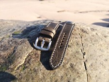 Grey (Elephant) Italian Leather Watch Strap: 16 to 24 mm: Handmade in the UK