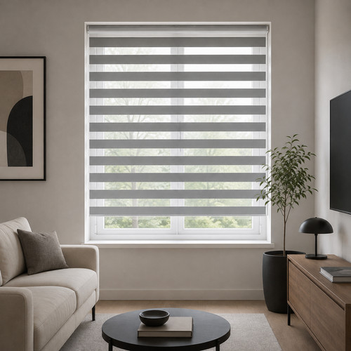 Dark grey zebra window roller - grey,