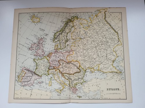 Antique print c1877 europe map - antique,