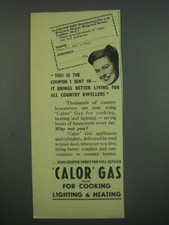 1949 Calor Gas Stoves Ad - This is the coupon I sent in - it all brings better