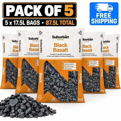 Black basalt chippings pack - basalt, of