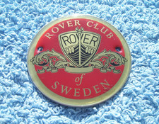 CLASSIC 1990s ROVER CLUB OF SWEDEN CAR BADGE~LANDROVER/P3/4/5/6/SD/V8/200 EMBLEM