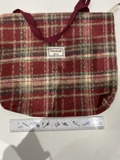 Tweed Look Large Capacity Red Plaid Tote Bag New Tartan 