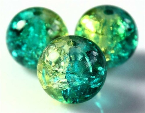 Crackle glass round - round, beads