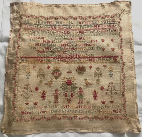 Antique needlework sampler - antique,
