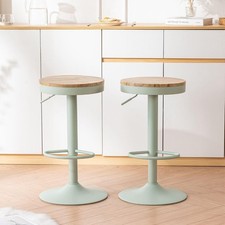 Bar Stools, Solid Wood Counter Height Barstools Set of 2, Mint Green-Auction