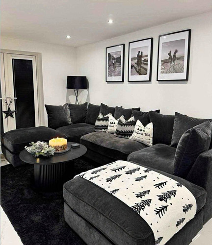 Black shape corner sofa and - ,