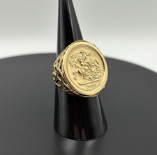 9ct Yellow Gold on Silver Sovereign Coin Ring - ALL SIZES AVAILABLE inc LARGE