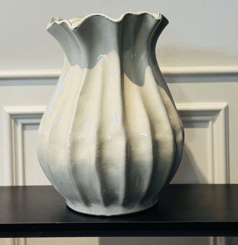 Pleated ceramic vase - ceramic,