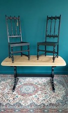 Vintage Mid Century Ercol Refectory Dining Table + Chairs Gothic Style Black