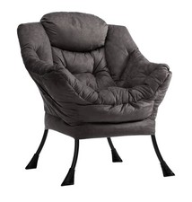 Grey Brown Velvet Armchair Lounge Chair Reading Chair Living Room Sofa Accent