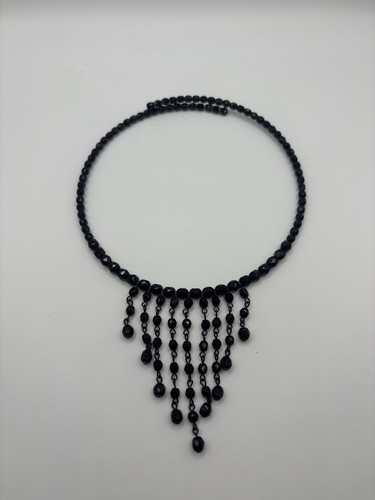Black beaded torque choker - torque,
