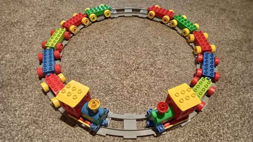 Two lego duplo push - x, along