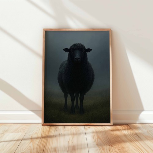 Black sheep mist art print - black,