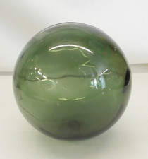 Genuine vintage Green Glass Vintage Hand Blown Glass Fishing Float 5"
